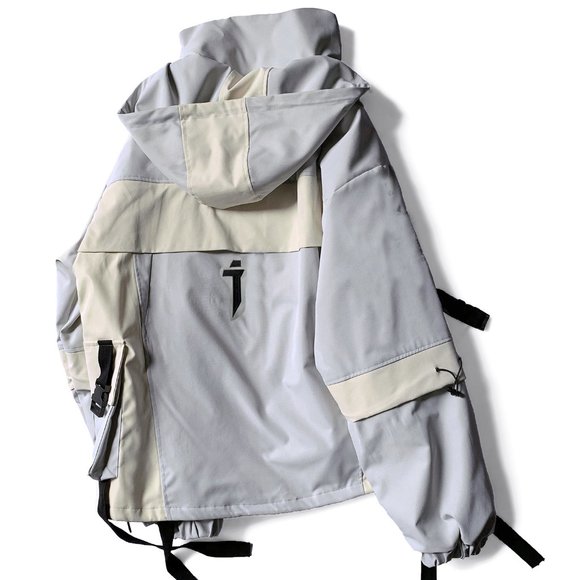 Techwear Streetwear Down Jacket Windbreaker Coat hi-j1-grey - Picture 2 of 11